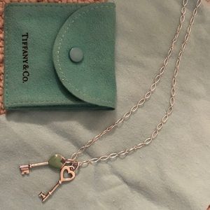 Tiffany & Co. Double Heart Key Pendant Necklace